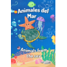 Tarjetas para colorear animales del mar, en español e inglés